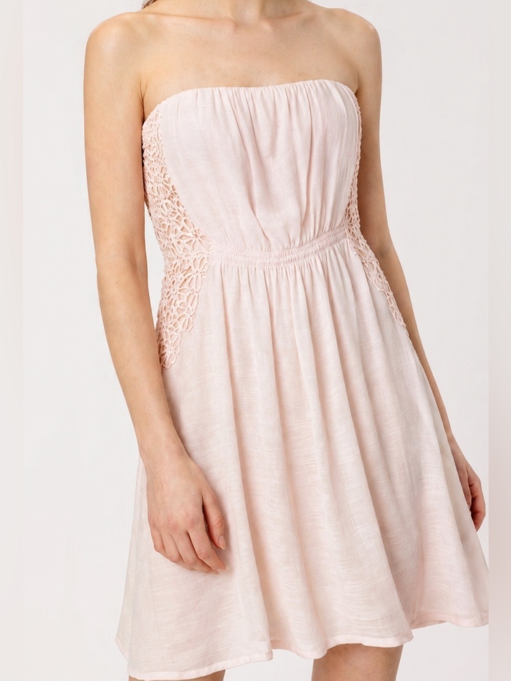 Maje Blush Pink Strapless Lace Mini Dress Size 1 Small